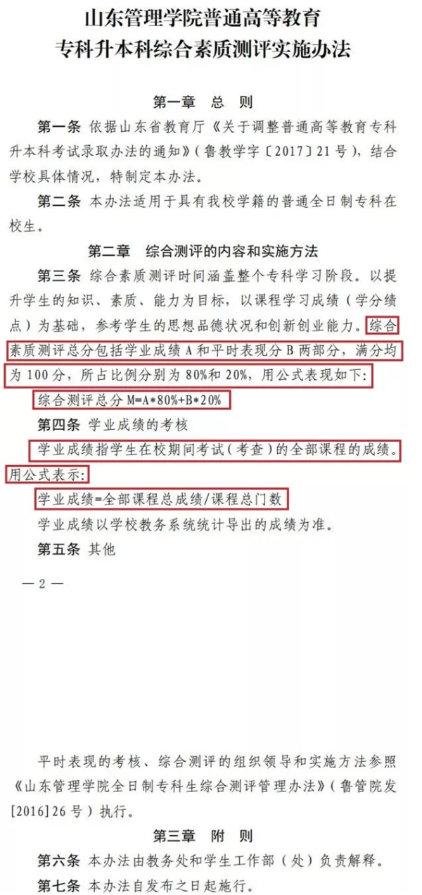 山东管理学院专升本综合素质测评办法(图1)