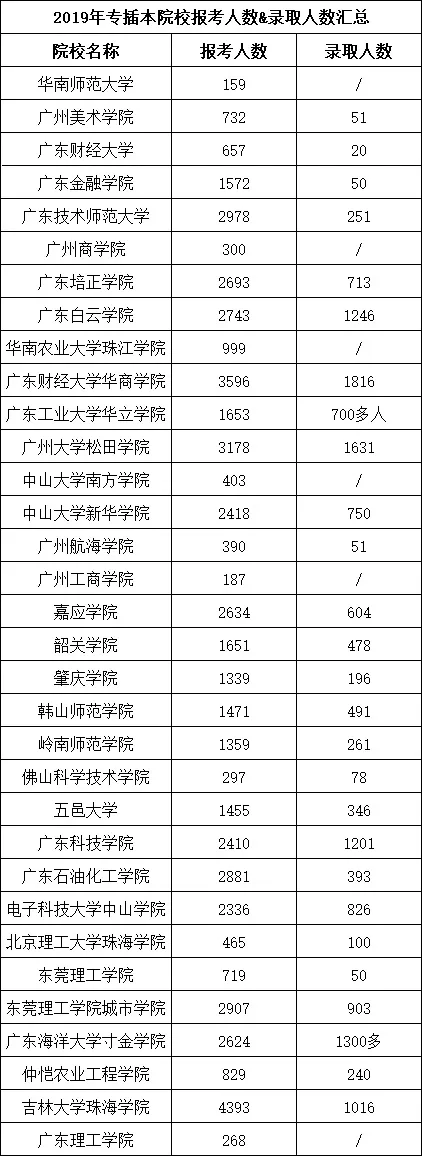 2019年廣東專插本報(bào)名人數(shù)