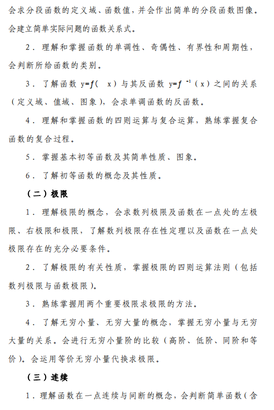 成都工業(yè)學(xué)院2020年專升本高等數(shù)學(xué)考試大綱(圖2)