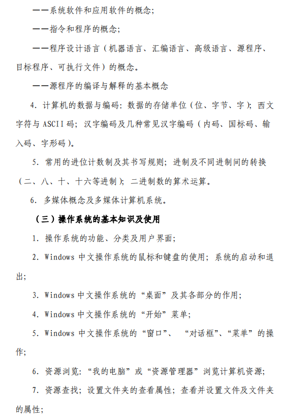 成都工業(yè)學院2020年專升本大學計算機基礎考試大綱(圖3)