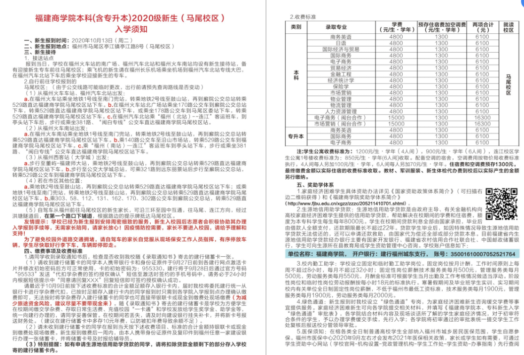 福建商學(xué)院2020年專升本新生入學(xué)須知(圖2)