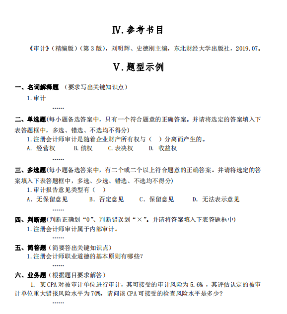 廣州商學院2021年專升本審計學基礎(chǔ)考試大綱(圖7)