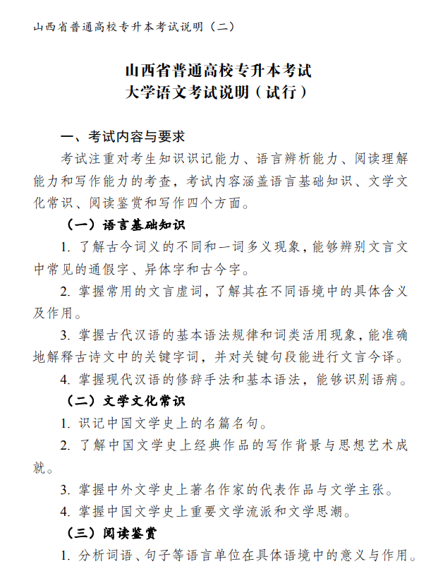 2021年山西专升本考试科目考试大纲通知来了！(图4)