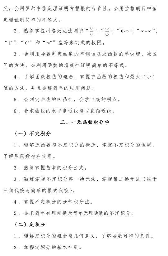 2021年成都体育学院专升本考试大纲-高等数学理工类(图1)