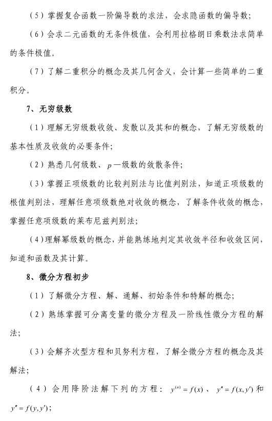 2021年西華大學(xué)專(zhuān)升本《高等數(shù)學(xué)》考試大綱(圖2)