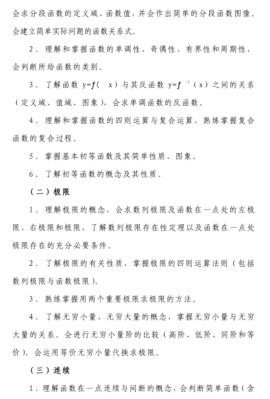 2021年成都工業(yè)學院專升本高等數(shù)學（理工類）考試大綱(圖1)