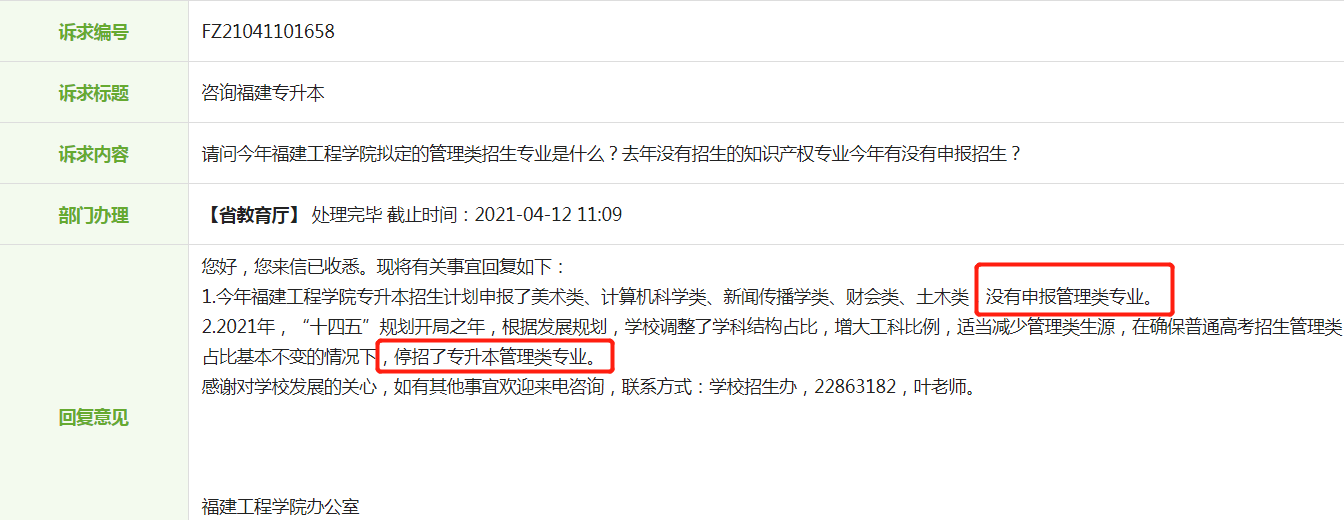 2021年福建工程學(xué)院專升本停招管理類專業(yè)!(圖1)