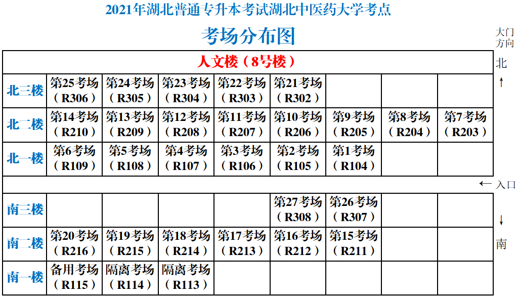 圖3 考點樓棟(人文樓/8號樓)考場分布圖